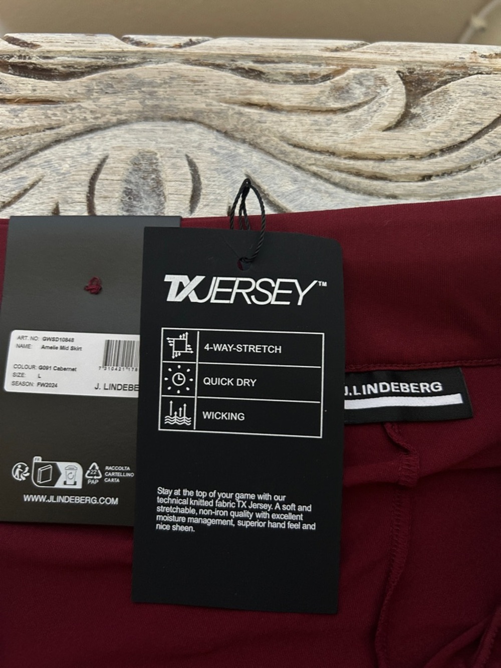 J.Lindeberg Burgundy Mini Skirt - Picture 3 of 8